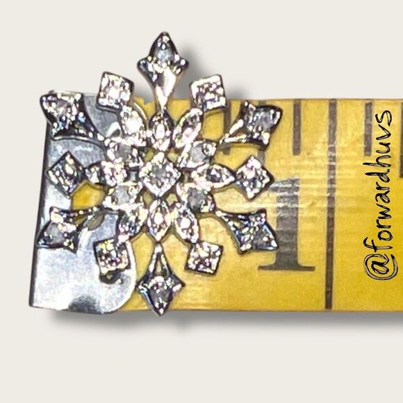 Sterling Silver Snowflake Pendant – Rhinestone Accents – Elegant Winter Design - Picture 8 of 9